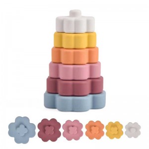 Bambini colorati fiore silicone sensoriale edificio educativo giocattoli silicone impilando giocattoli montessori